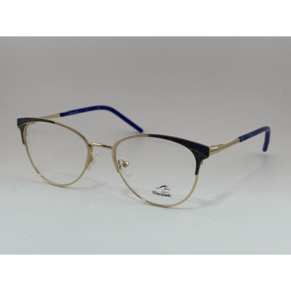 PRECISION - 3733 C5 53-18-140 Blue and Gold Metal Glasses Frames